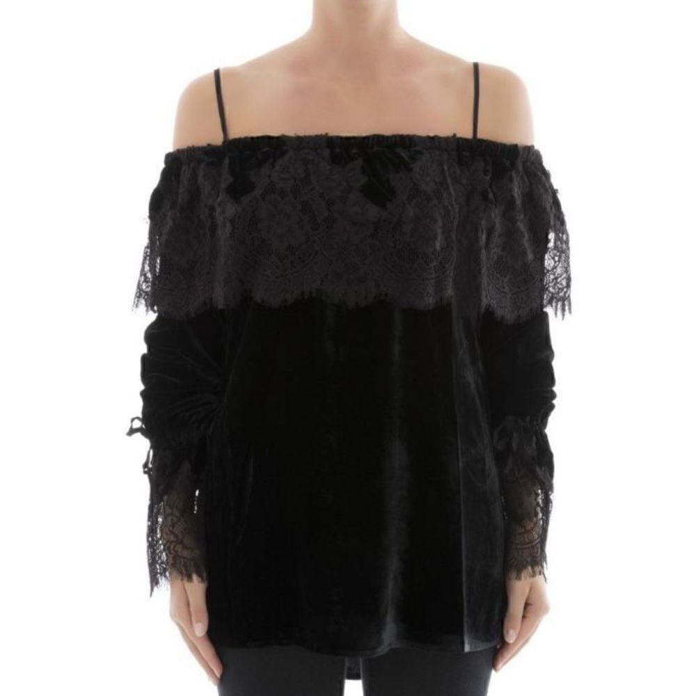 Gold Hawk, Claudette Lace Top, Off the Shoulder Prairie Blouse, Women’s Medium